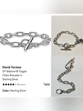 David Yurman Cable Link Toggle Bracelet in Sterling Silver.#003